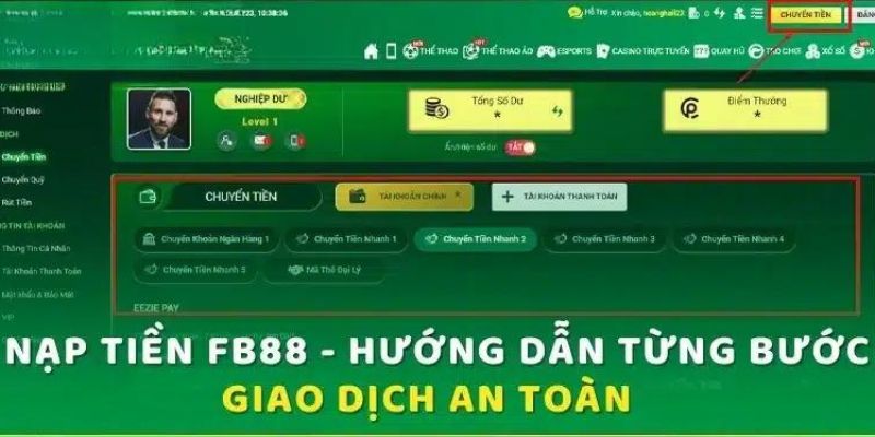 Các bước gửi tiền cơ bản tại điểm cược